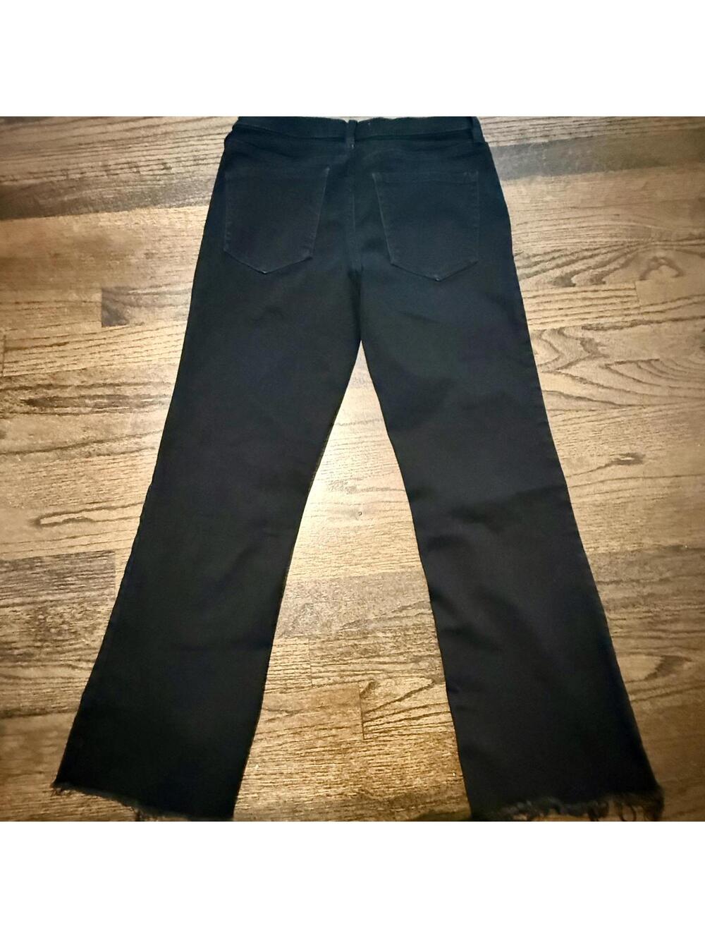 Free People Cropped Boot Split Hem Jeans Frayed Hem Exposed Button Fly 28 Black - Picture 2 of 5